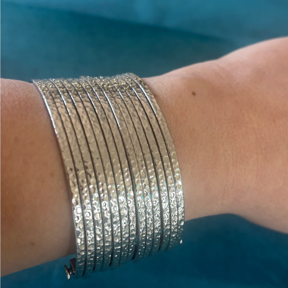 Lia Sophia Kiam Family Collection Silver Multi-Row Cuff Bracelet